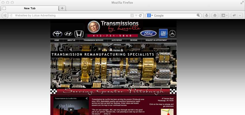 home page design for transmissions by lucille